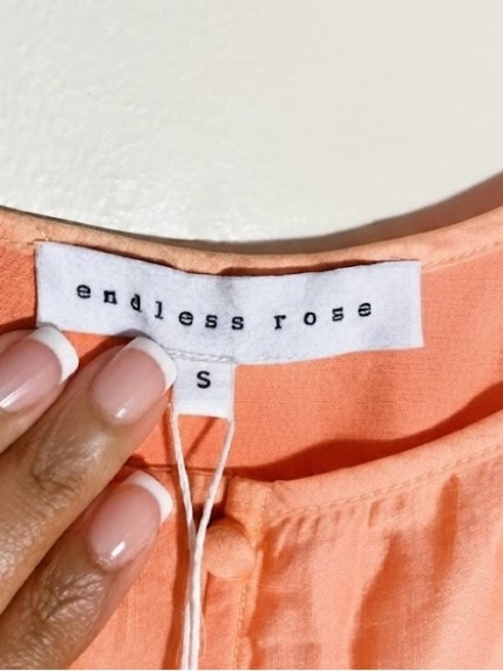 💫 Endless Rose Feminine Boho Coral Tiered  Dress Button Detail Size Small NWT - Picture 7 of 7